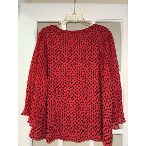 Cato Women’s red black polka dot blouse ruffle ladybug long sleeve XL - Picture 4 of 4